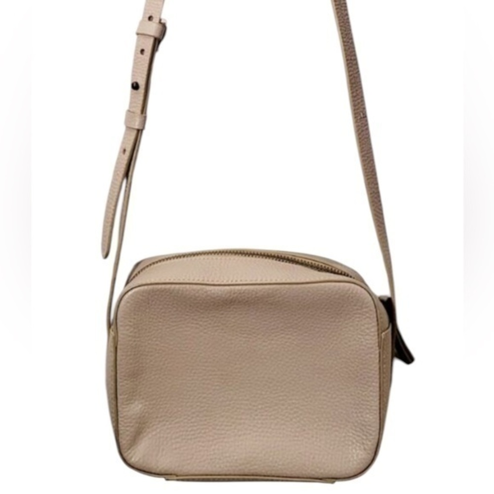 J.Crew small pebble leather crossbody square purse zip closure color nude‎